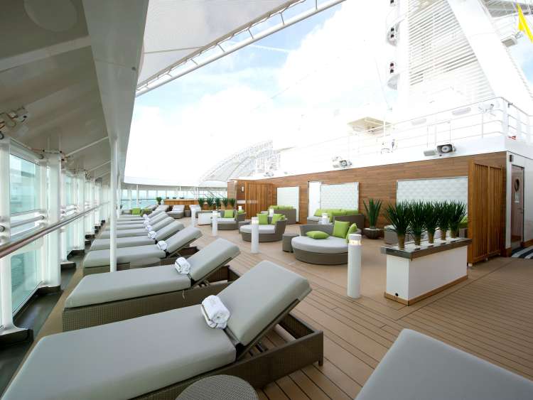 The Retreat outdoor relaxation seating onboard P&O Cruises ships