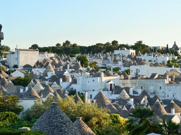 Alberobello skyline full of "trulli" domes in Puglia, Italy, a UNESCO heritage site