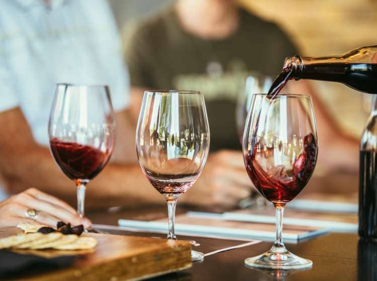 People drinking wine together in bar