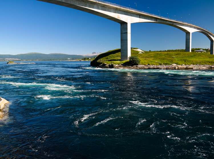 View to sea inflow Saltstraumen whirlpools, Norway