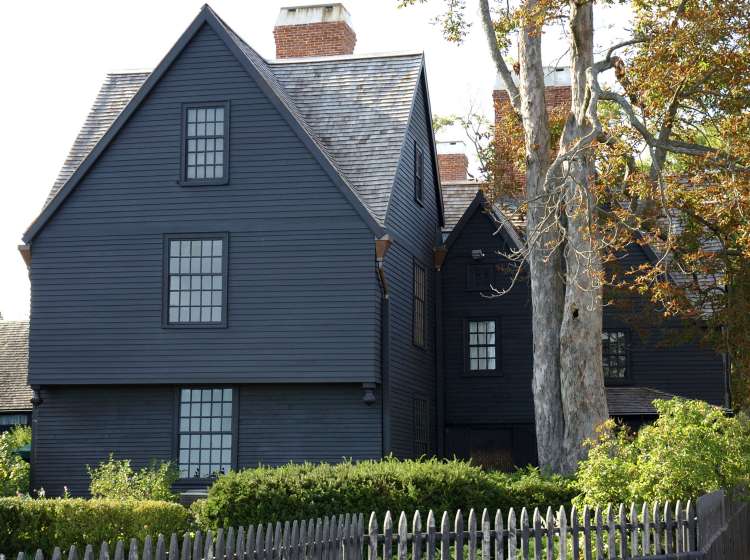 American wooden cottage on coastline of Salem, Mass 