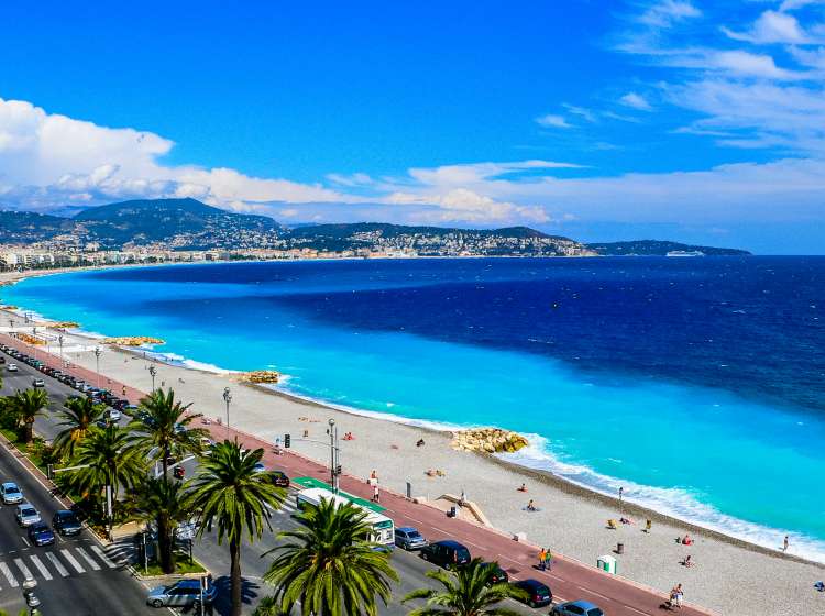 View of the beach in the city of Nice, France