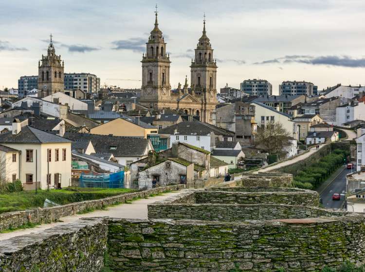 View of the Cathedral and the Wall of Lugo declared World Heritage by Unesco (Galicia, Spain); Shutterstock ID 1267384855; Invoice Number: -