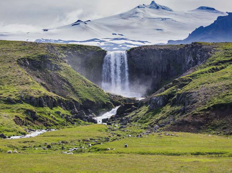 kerlingarfoss waterfall near olafsvik snaefellsnes iceland landscape in summer