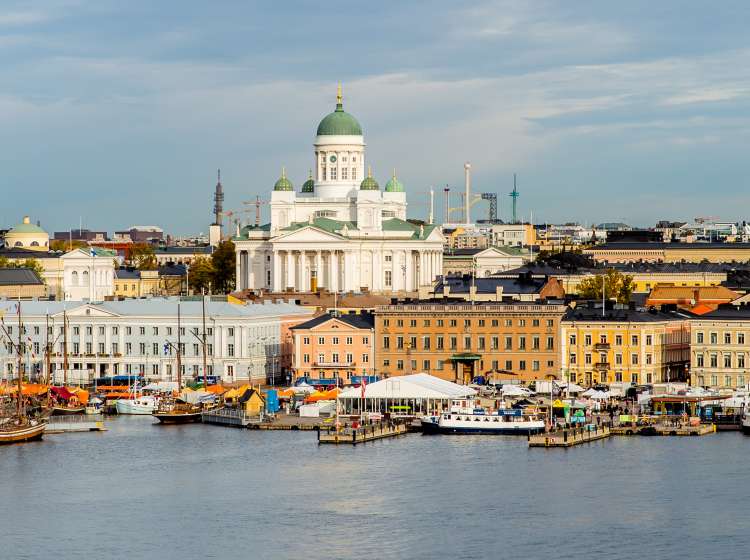 Helsinki cityscape with Helsinki Cathedral, Market Square (Kauppatori), Finland; Shutterstock ID 1197834013; Invoice Number: -