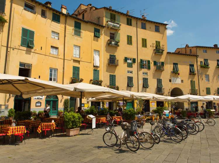 Piazza Anfiteatro in Lucca, Tuscany, Italy