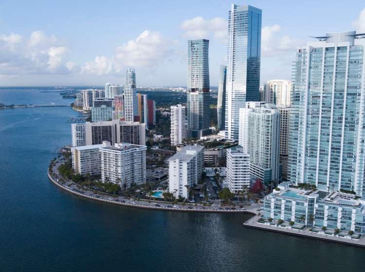 Brickell, The Financial District in the heart of Brickell Florida. Business towers and luxury condos tower over Biscayne Bay.; Shutterstock ID 1155954571; Invoice Number: -