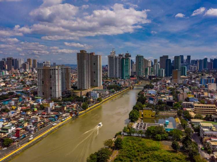 Panoramic Aerial view of Makati, Metro Manila city Skyline