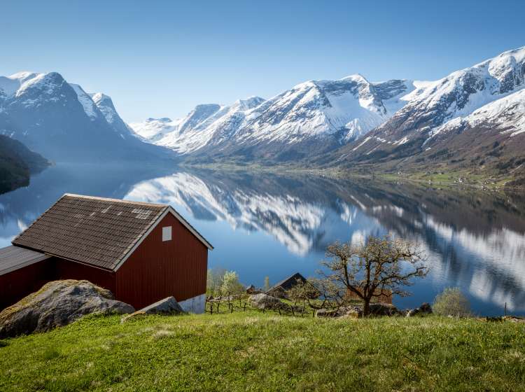 Norwegian fjord landscape in springtime; Shutterstock ID 641899066; Purchase Order: -