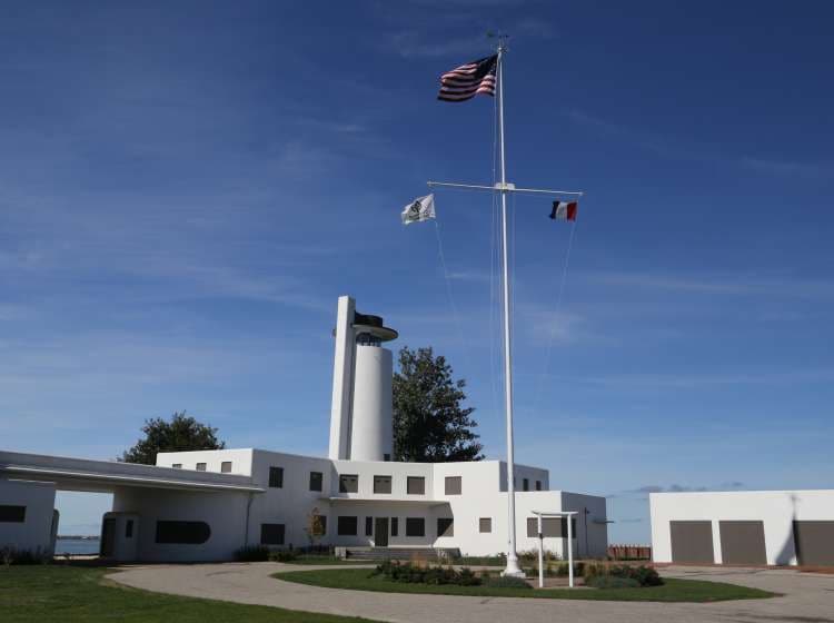 Abandoned Historic Coast Guard Station on Whiskey Island, now a public park in the City of Cleveland