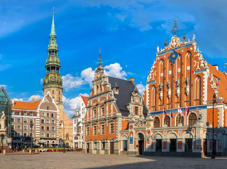 House of the Blackheads in Riga in a beautiful summer day, Latvia; Shutterstock ID 639027763