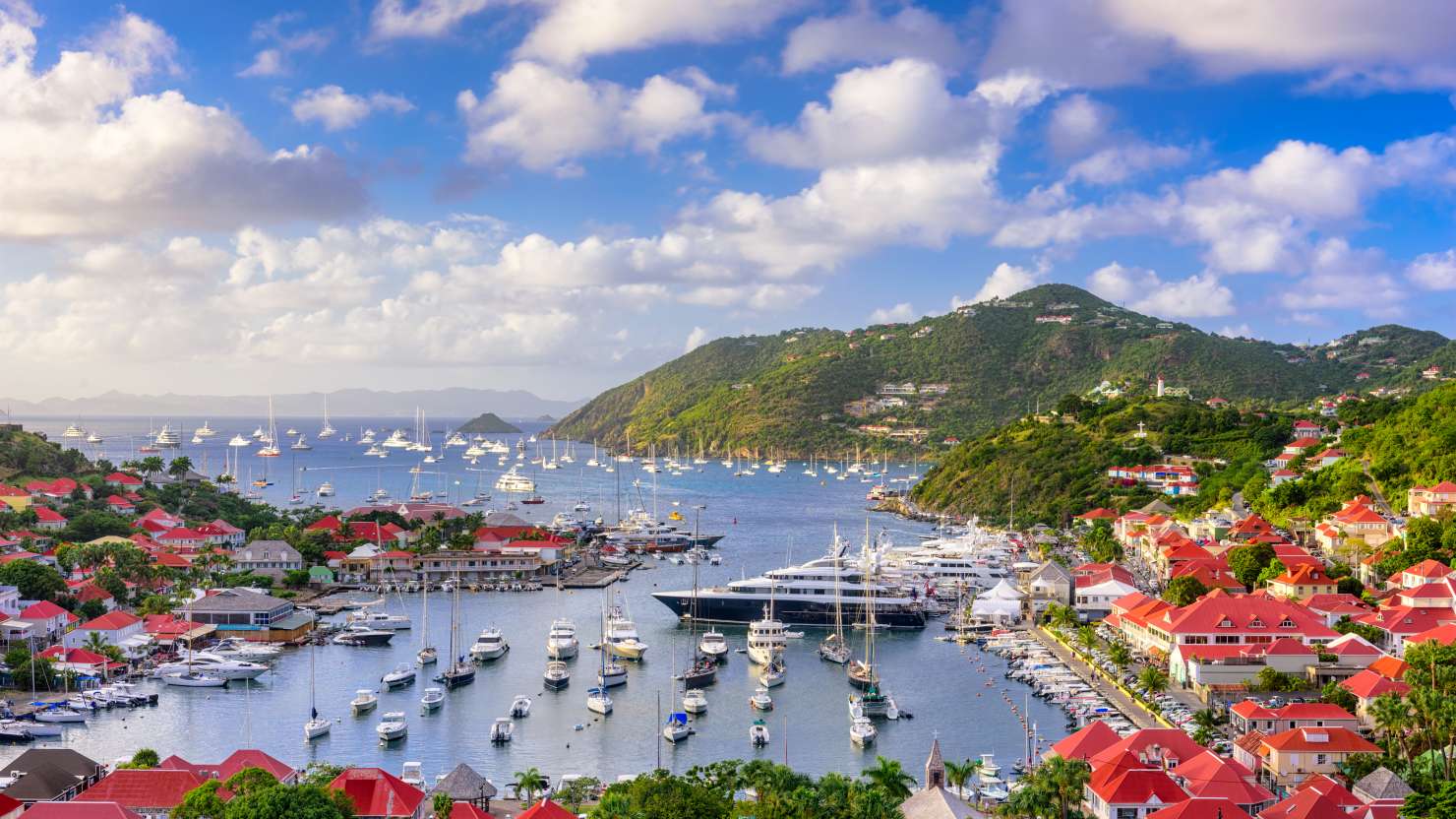 Gustavia, Saint Barthelemy skyline and harbor in the West Indies of the Caribbean.; Shutterstock ID 786055612