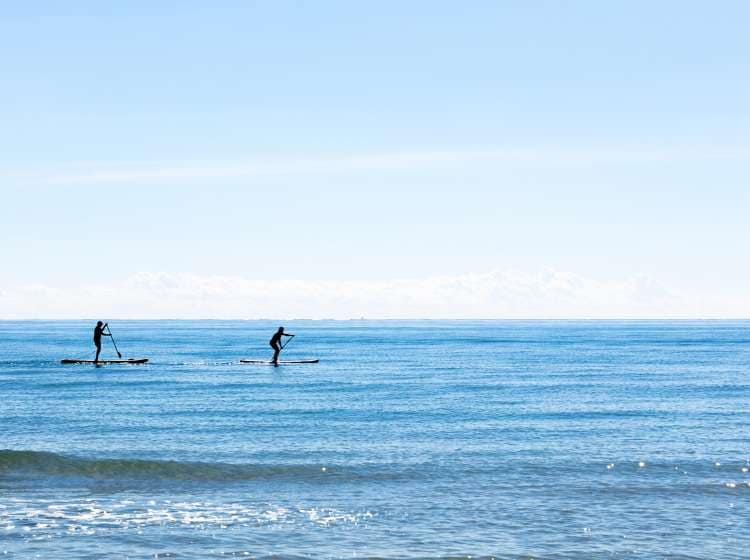 paddle boarding in a calm and blue mediterranean sea; Shutterstock ID 1089069023; Invoice Number: -