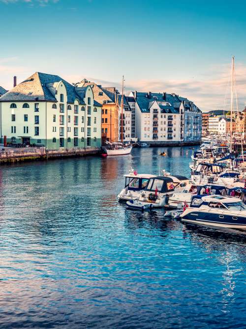 Brosundet Guest Marina in the port of Alesund, Norway