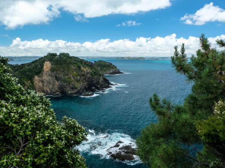 Mountain view of sea below