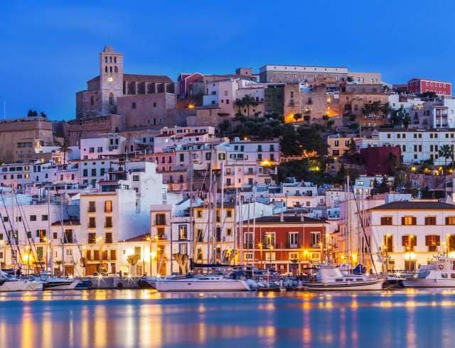 Ibiza lit up at night 