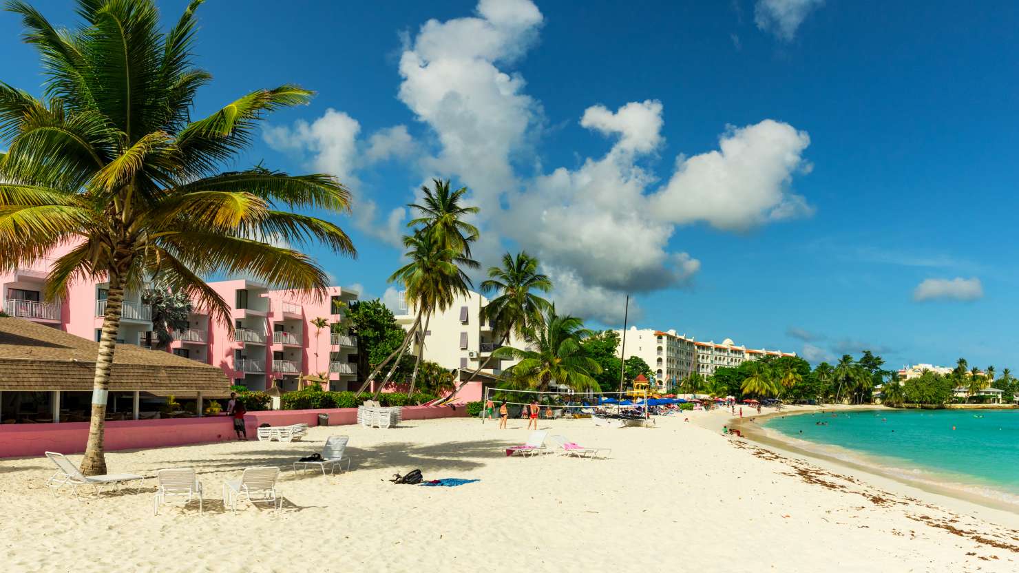 The sunny tropical Dover Beach on the island of Barbados in the Caribbean