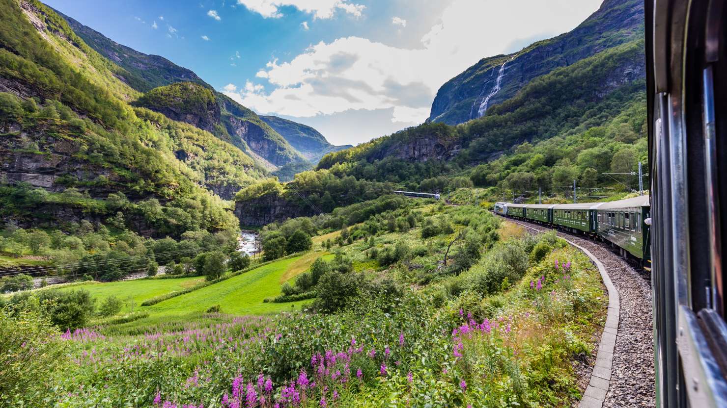 View from the most beautiful train journey Flamsbana between Flam and Myrdal in Aurland in Western Norway