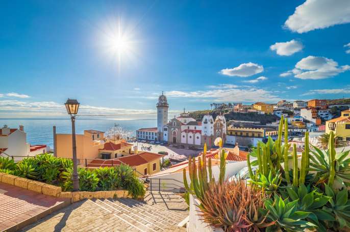 Landscape with Candelaria town on Tenerife, Canary Islands, Spain