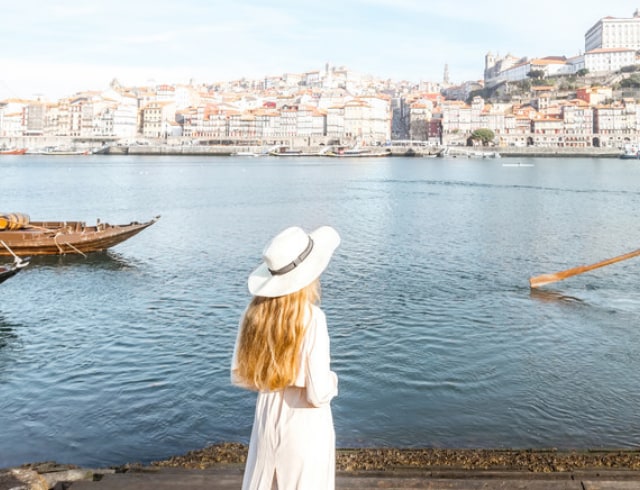 Lady looking at the view in Porto