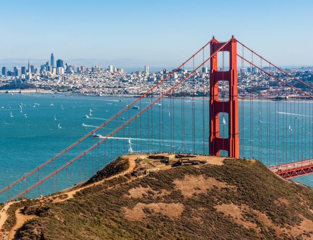 Golden Gate Bridge and view of San Francisco