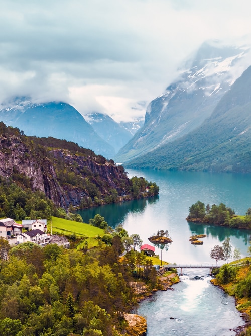 View of Stavanger Norway facing the mountains