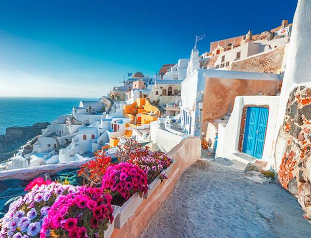 Whitewashed houses in the Greek island of Santorini