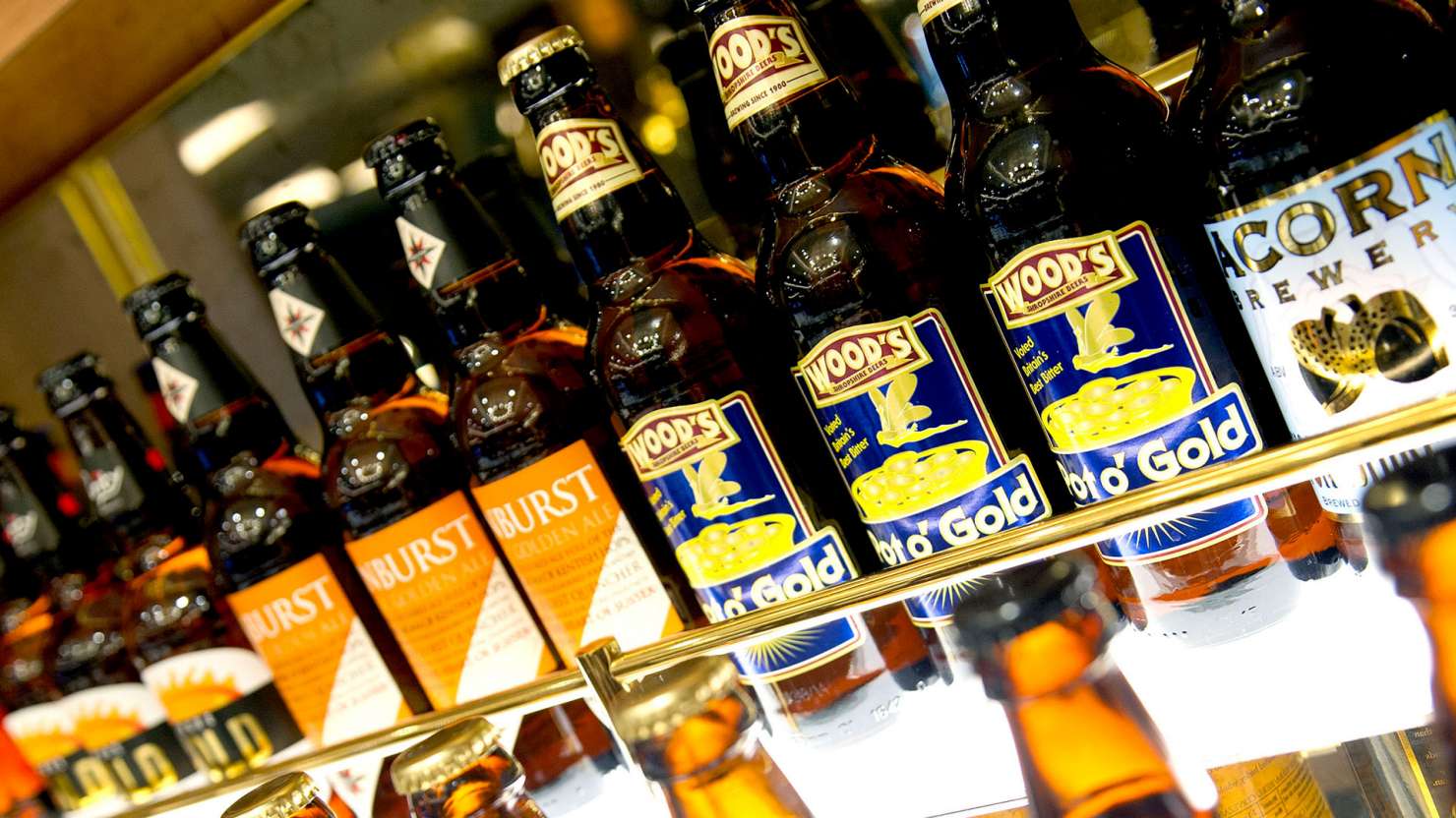 Bottled ales in Brodie's Bar on-board P&O Cruises Ship, Britannia