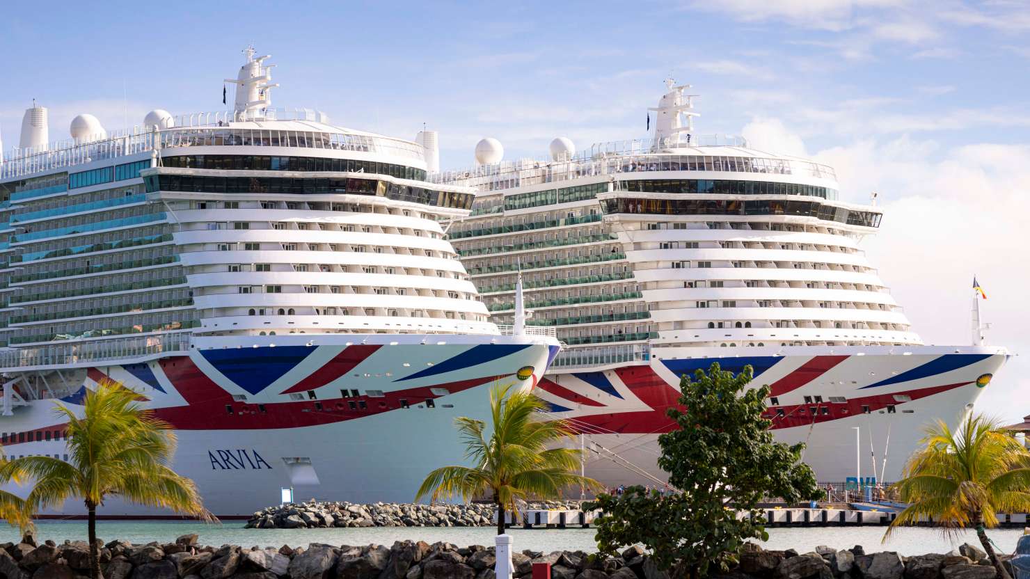 P&O Cruises two largest ships, Excel class Arvia (left) and Iona, both berthed in the British Virgin Islands, the first time there have been two P&O Cruises ships of this size in the same Caribbean port. 

Iona is on a 35 night Caribbean itinerary which left Southampton on January 11, 2025 and will call at Tenerife, Tortola, Barbados, St Lucia, Martinique, Antigua, St Kitts, St Maarten and La Coruna.
Arvia is based in the Caribbean each year from November through to March offering 14 night fly/cruise itineraries from Barbados. The ships, which each carry 5,200 guests and 1,800 crew, offer the choice of over 30 restaurants and bars.
Ship features include Altitude high ropes course 200 feet above sea level; Mission Control, an interactive immersive experience and Schhh, an evening experiential show which was originally created by Nicole Scherzinger who also named Arvia in a glittering ceremony in Barbados and attended by Olly Murs, Trevor Nelson and Sara Cox in 2023.
Picture date Friday 24th January, 2025.
Picture by Christopher Ison. Contact +447544 044177 chris@christopherison.com